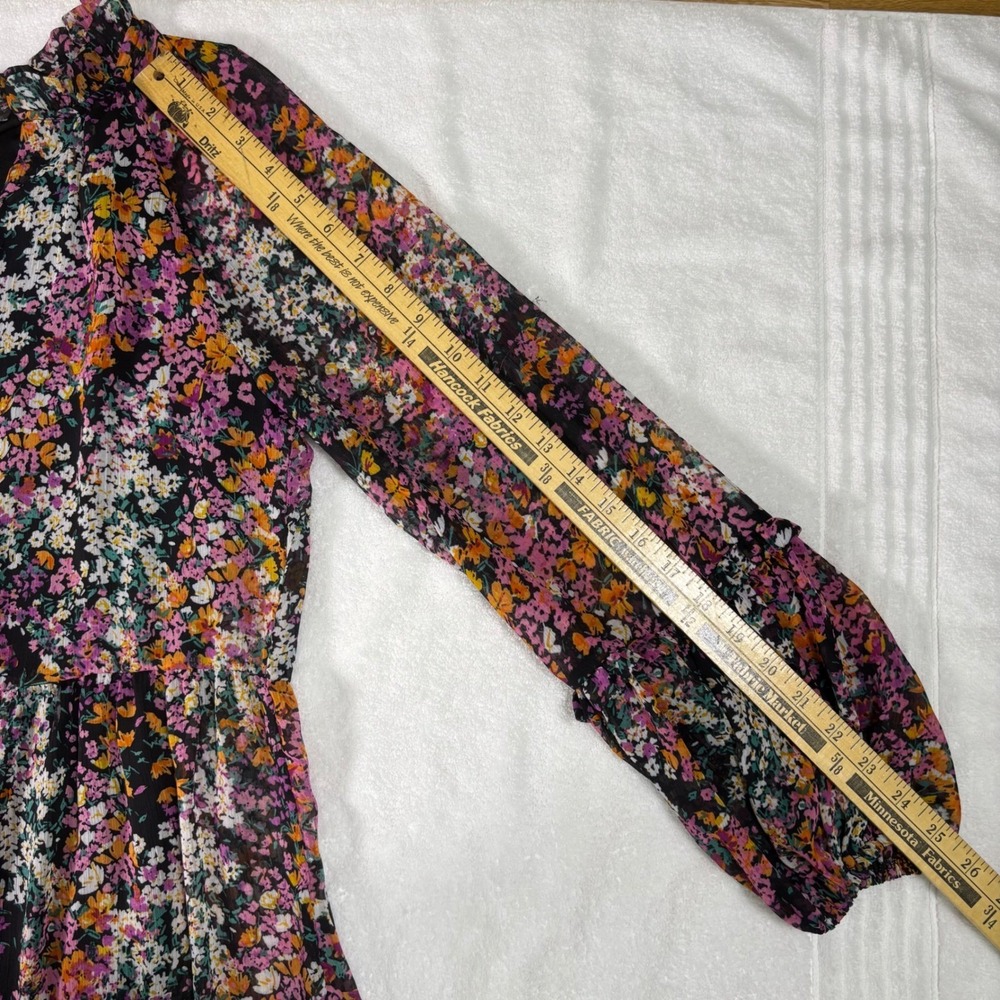 Vince Camuto Floral Tiered Dress Small‎ Ruffle Neck Long Sleeve Boho Cottagecore - Picture 6 of 15